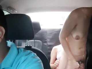 Lesbo bangs her stepsister in the car