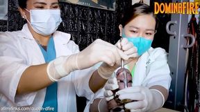 2 Sadistic Nurses Sounding Slave In Chastity