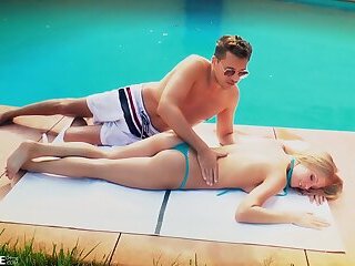 Tight Bald Young Pussy Pounded Poolside - Sicilia Model