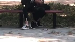Public Place Chinese College Student Make Love On The Bench
