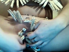 obey orders with body full of clothespins