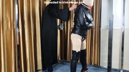 Tied Down, Vibbed In Leather Straightjacket And Hood