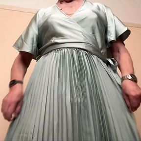 Enjoying wearing my pleated dress.