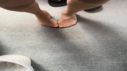 Cum on my nylon feet