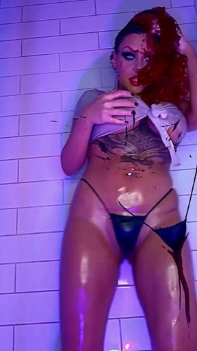 Shower Demoness Covered in Spit & Cum