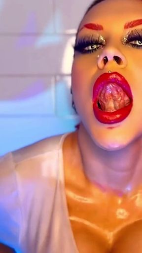 Shower Demoness Covered in Spit & Cum