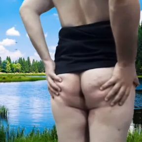 Crossdresser in the nature, lake side, sexy dressed femboy