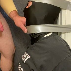 Immobilized faggot getting throat fucked by straight alpha