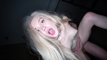 A skinny blonde was woken up by stepdad and fucked all night!