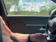 Je masturbe ma grosse bite dans la voiture et grosse ejaculation risquée en extérieur 🍆💦🤤