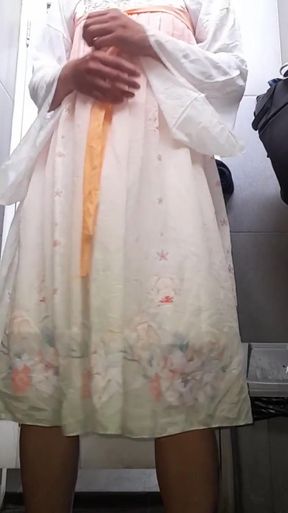Crossdresser Cum Wearing Cute Chinese Hanfu Dress   Clip 1