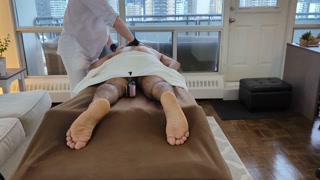 Curious hung guy seduces masseur during massage.