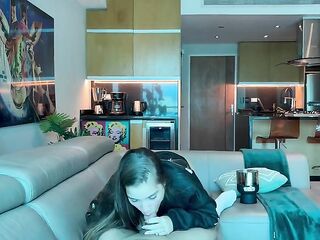 My stepbrother invites me to see a movie scene and gets very excited.