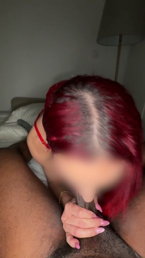 Skinny red head femboy rides the cum out.