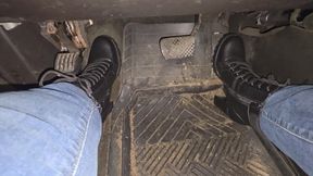 Highway driving in heeled boots and jeans