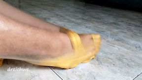 Golden slime fetish feet