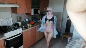 Couple Having Fun in the Kitchen  Sexy Wife Doing Chores in the House Naked
