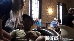 Hot - Young couple fuck in cafe in public