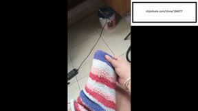 Sofii_hott itches feet out of fuzzy socks