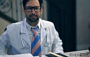 Lesbian brunette fisted and fucked by doctor to get pregnant