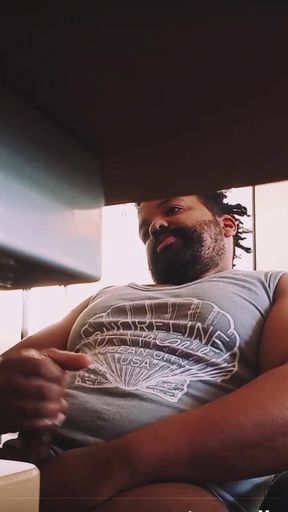 Hot BBC Stepdaddy Strokes Wet Cock and Cums All Over Himself