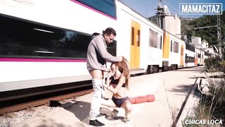 MAMACITAZ - Skinny Babe Kira Parvati Fucks Big Dick Near The Train Tracks