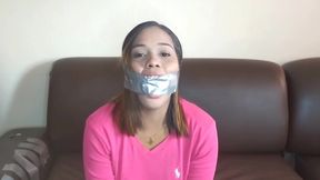 Duct Tape Cleave Gagged Beauty Has Sensitive Gag Reflex!