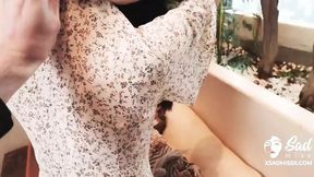 Massaging her BFF's beef &mdash;  this petite-pink-titted cutie's got some serious Asian spice game!