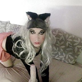 sensual crossdresser playing