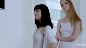 Lana and Daphne slobbers their swapped Step dads cock s in their mouths