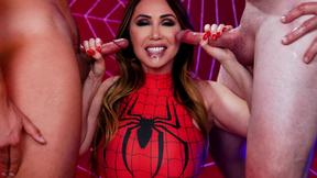 ”Kianna Dior showing how deep is her throat on two cocks”