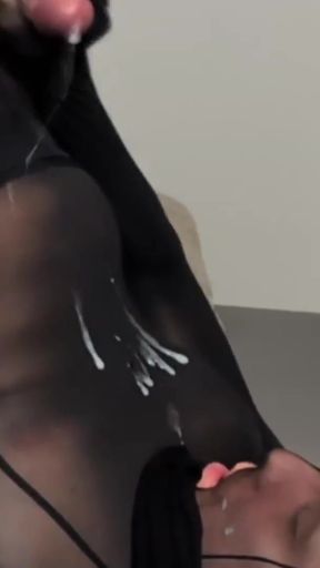 Wrapped in nylon and squirting myself in the face   Clip 3