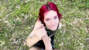 Outdoor Forest Blowjob - We Almost Got Caught
