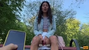 Public Park Orgasm Controlled by Boyfriend's Remote Toy