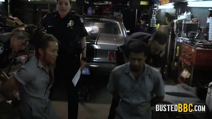 TALL shredded THUG bangs TWO horny MILFS in his garage