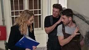 ravenous babe alice ross tempts delivery guys into giving her deep dp action gp3388