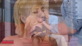 DOG HOUSE - Gilf In Lacy Stockings Tempts Her Granddaughter’s Boyfriend And Gets Fucked On The Couch