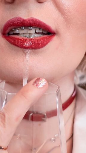Saliva and pee pissing fetish. Arya Grander - horny blonde hot MILF FemDom POV