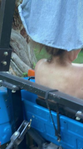 Filthy Farm Wife Bonemaiden, Dirty Feet, Toys Her Pussy for Her Step-daddy on Tractor