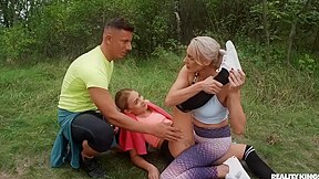 Outdoor 3some Sex Jogging With Milf