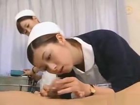 Japanese nurse practices her handjob technique