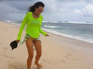 Romantic PEE from behind and against Wind # PIDDLE on Stormy Beach