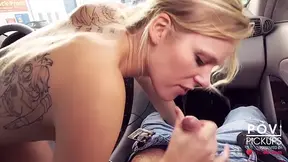 Hot German babe drives naked through the city for a public fuck