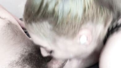 Blonde college babe deepthroats till her mouth is full of cum