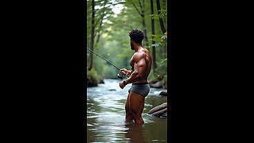 Grey Catch Fisherman AI Video