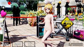 Blonde MMD girl dances naked, shows off cute petite body