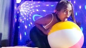 Sexy Juju Sensually Rides Your Beachball In HOT Leather Pants