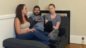 A cumshot for the victor after a strip five fingers challenge