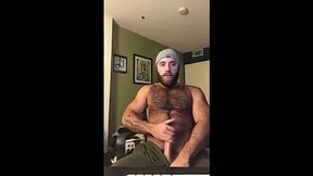 Hairy Lumberjack Masturbates, Showing Off His Cock