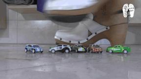 Tin Cars under hard wooden Clogs floor view